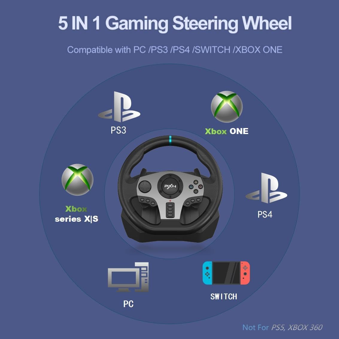 Volant V9 – Simulateur de Conduite Haute Précision pour PC / PS4 / Xbox / Switch